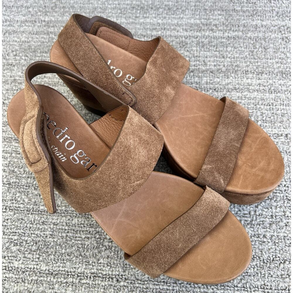 PEDRO GARCIA Dune Platform Wedge Brown Leather Sandals Women's Size 7 US - Picture 10 of 14